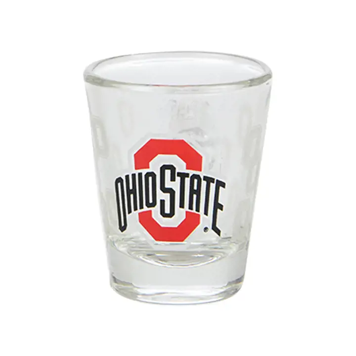 Ohio State Buckeyes Verre à shot 2oz Motif satiné clair/rouge/blanc