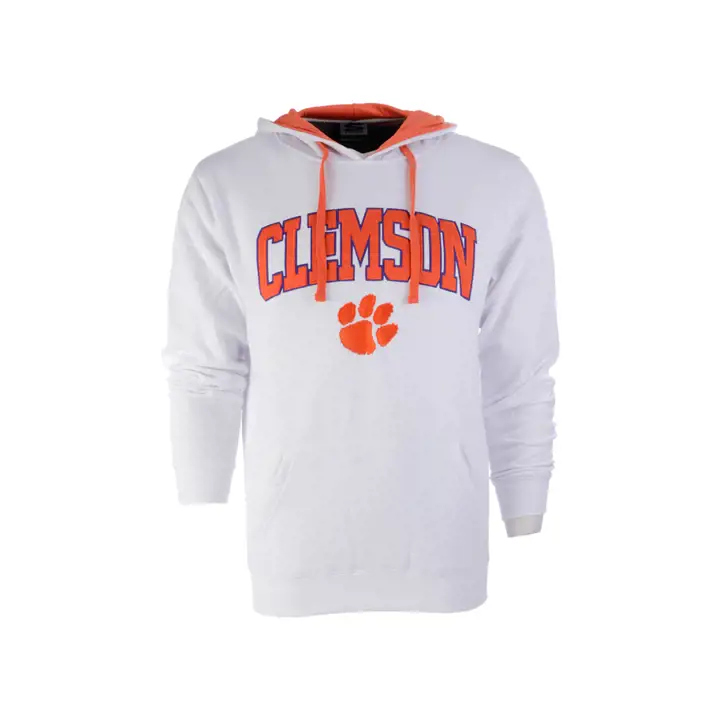 Clemson Tigers 2F NCAA Arch & Logo Hoodie WHT