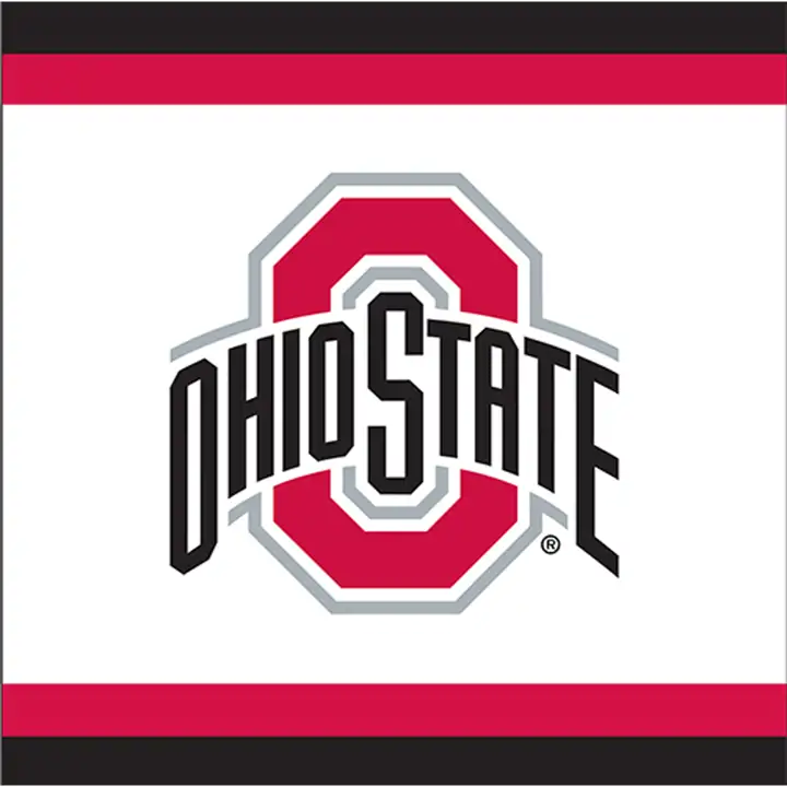"Serviettes de table Ohio State Buckeyes 6,5 po – Paq. de 20 (rouge/blanc/noir)"