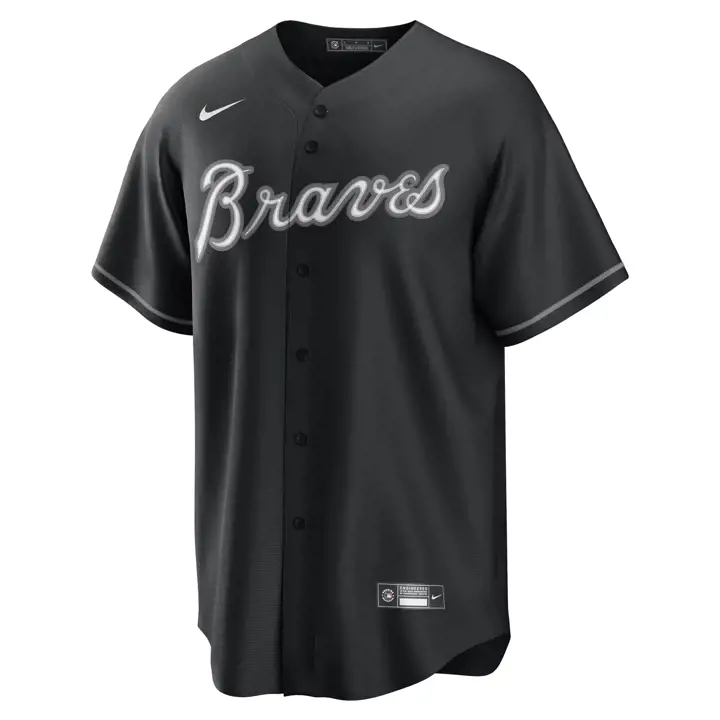 Maillot replica de joueur Ronald Acuna Nike MLB Braves B-Dub noir