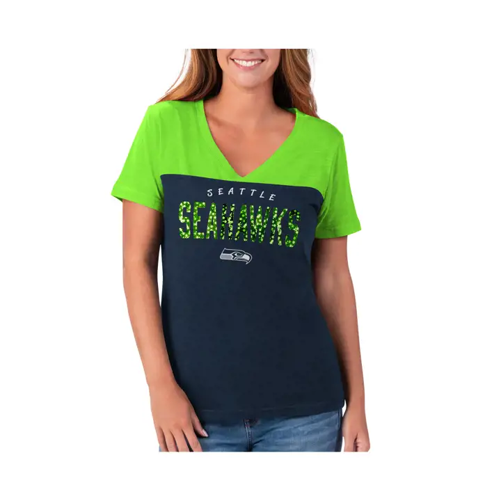 T-shirt Femme Seattle Seahawks NFL Rundown 21 vert