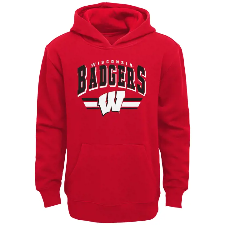 Sweat à capuche polaire BF NCAA pour jeunes Wisconsin Badgers 21 Rouge