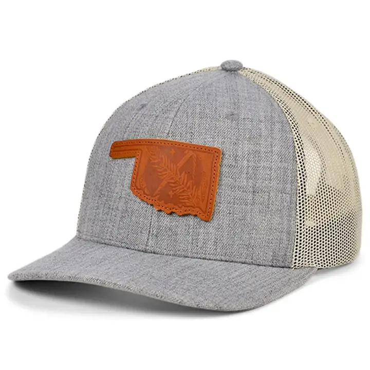 OKLAHOMA Casquette Camionneur Incurvée Drapeaux en Cuir Synthétique Heather H-GR