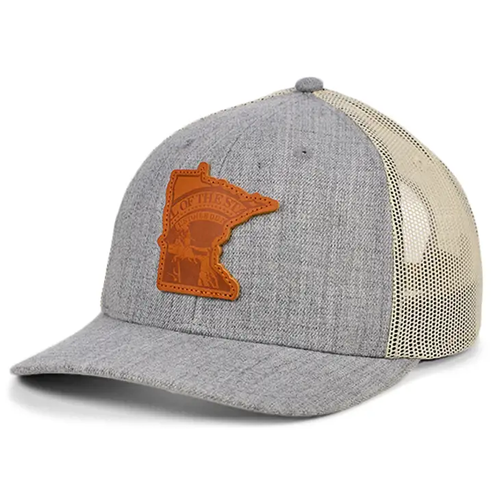 MINNESOTA Heather Leather State Fill Curved Trucker Flag H-G