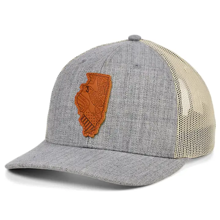 ILLINOIS Cuir Heather État Remplir Camionneur Incurvé Drapeau H-GR