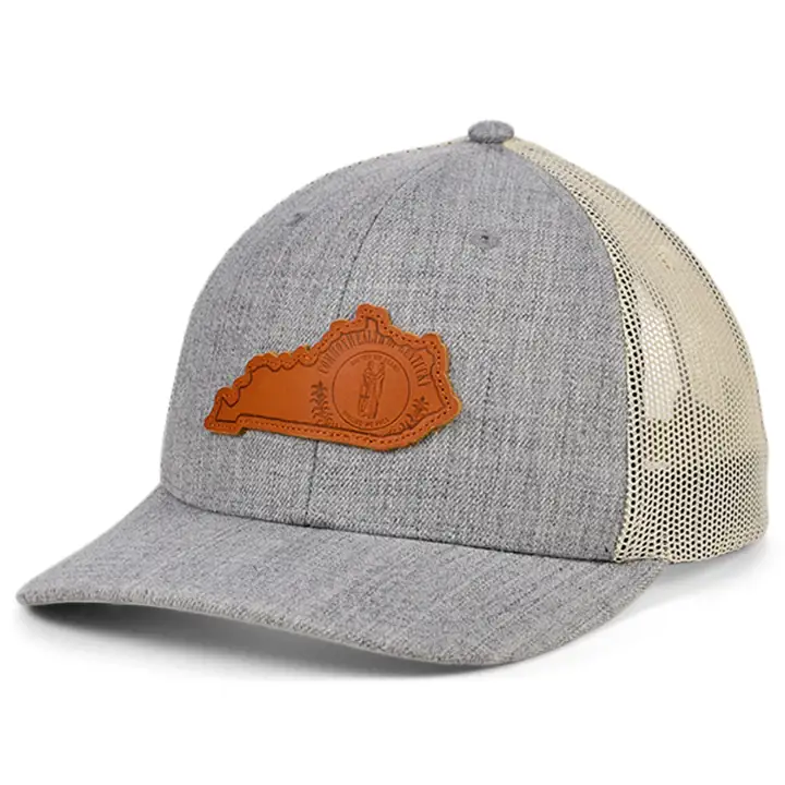 KENTUCKY Heather Leather State Fill Curved Trucker Flag H-GR