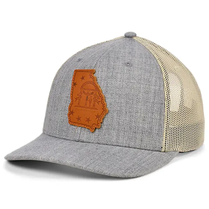 GEORGIA Heather Leather État Remplir Camionneur Incurvé Drapeau H-GRA