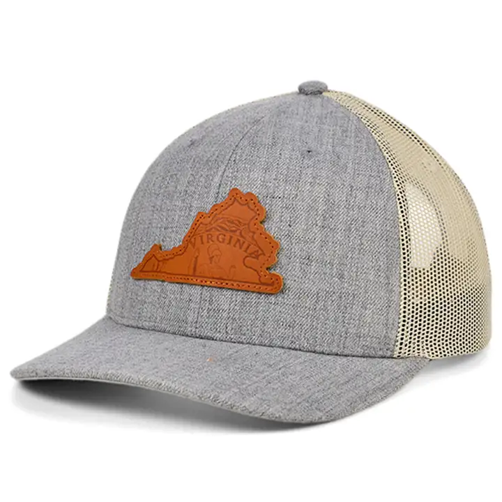 VIRGINIA Heather Cuir État Remplir Courbé Casquette de Camionneur Drapeau H-GR
