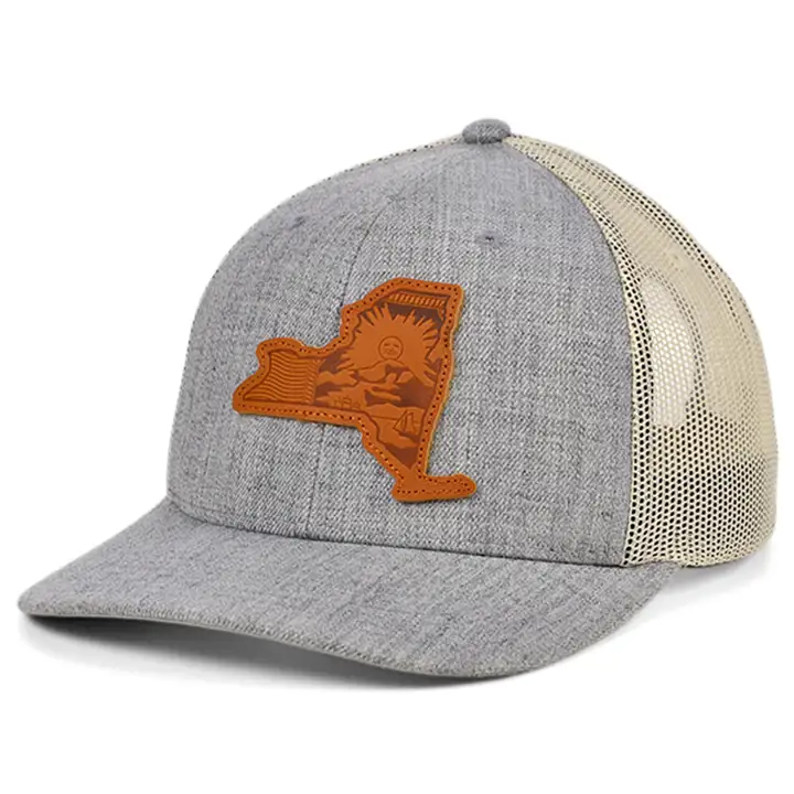 NEW YORK Casquette de routier courbée à drapeau en cuir de bruyère H-GR