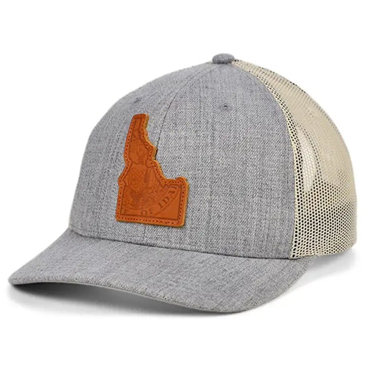 IDAHO Heather Leather State Fill Curved Trucker Flag H-GRIS/