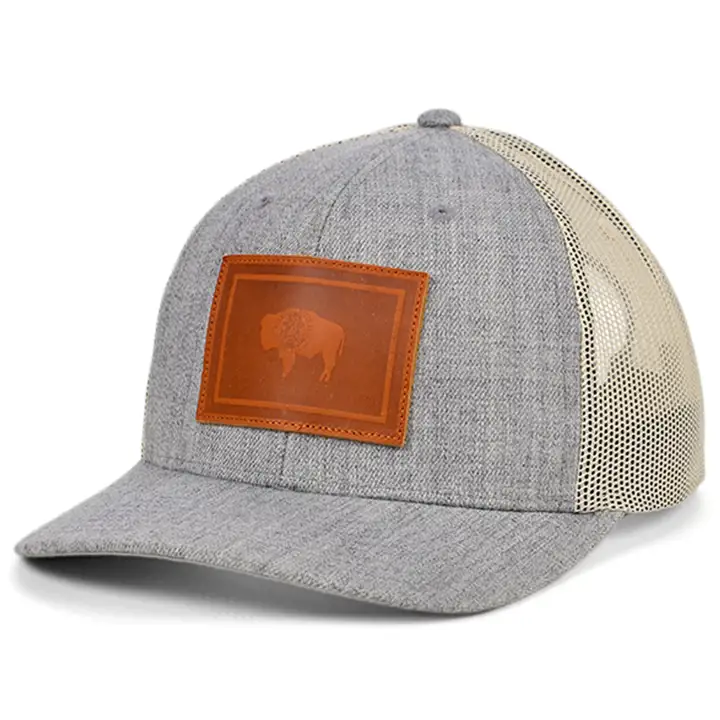 Wyoming Heather Leather State Fill Casquette Camionneur Incurvée Drapeaux H-GRA