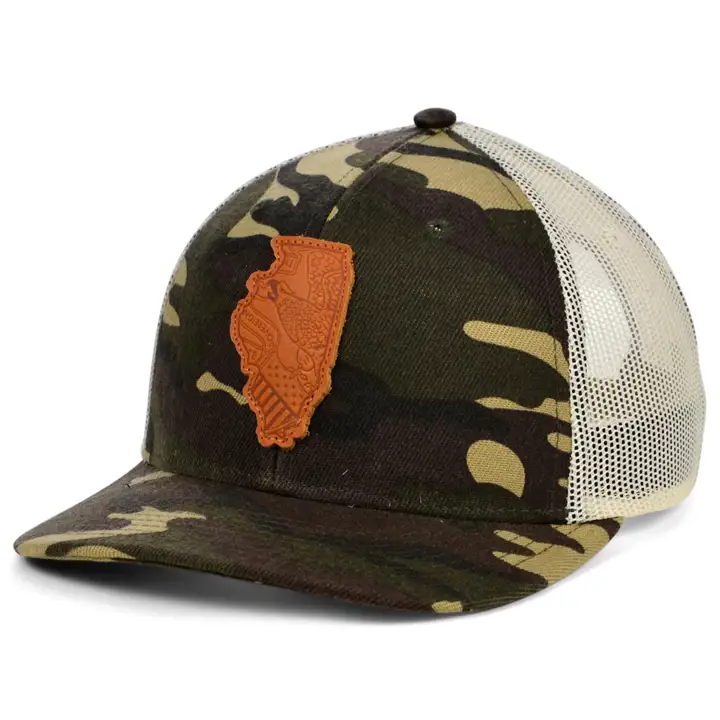 ILLINOIS Woodland Cuir État Remplir Courbe Casquette Trucker Drapeau WOO
