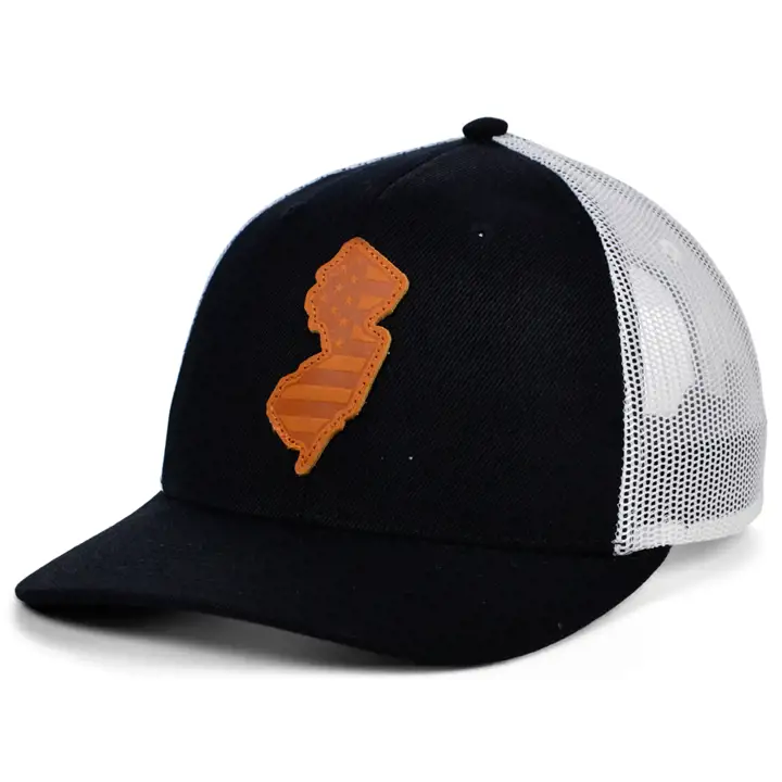 NEW JERSEY BW Cuir États-Unis Écusson Drapeau de routier NOI/BLC/MAR
