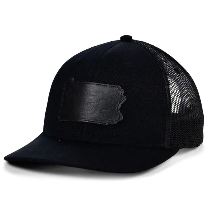 Casquette Trucker Incurvée Drapeau de l'État en Cuir Noir PENNSYLVANIA