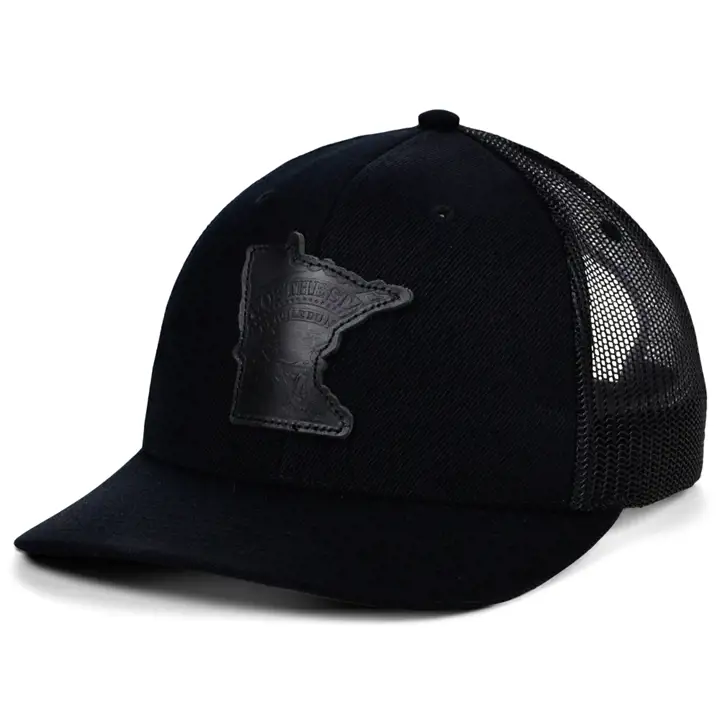 Casquette Trucker incurvée drapeau Minnesota Blackout Leather State Fill BL