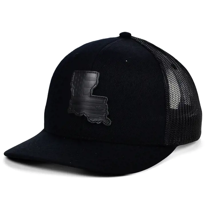 LOUISIANA Blackout Cuir USA Écusson Trucker Drapeau NOI/NOI/L