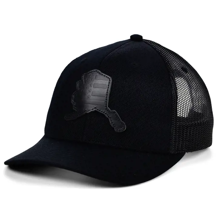 ALASKA Blackout Cuir USA Écusson Trucker Drapeau NOI/NOI/NOI