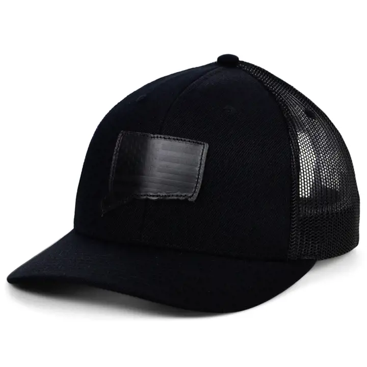 CONNECTICUT Blackout Cuir USA Patch Casquette de camionneur NOIR/NOIR/
