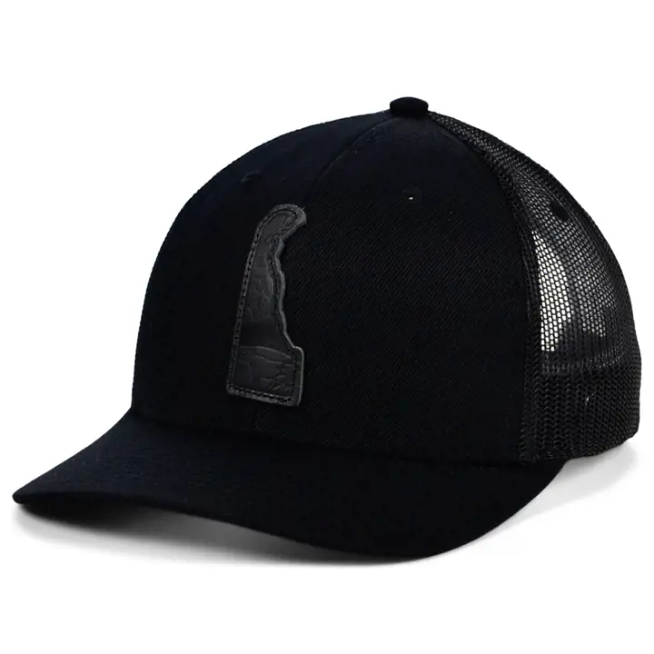 DELAWARE Drapeaux de camionneur incurvés en cuir noir BLK