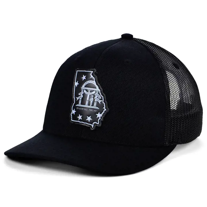 GEORGIA BBW Casquette Camionneur Courbée en Cuir BLK/BLK/WHT