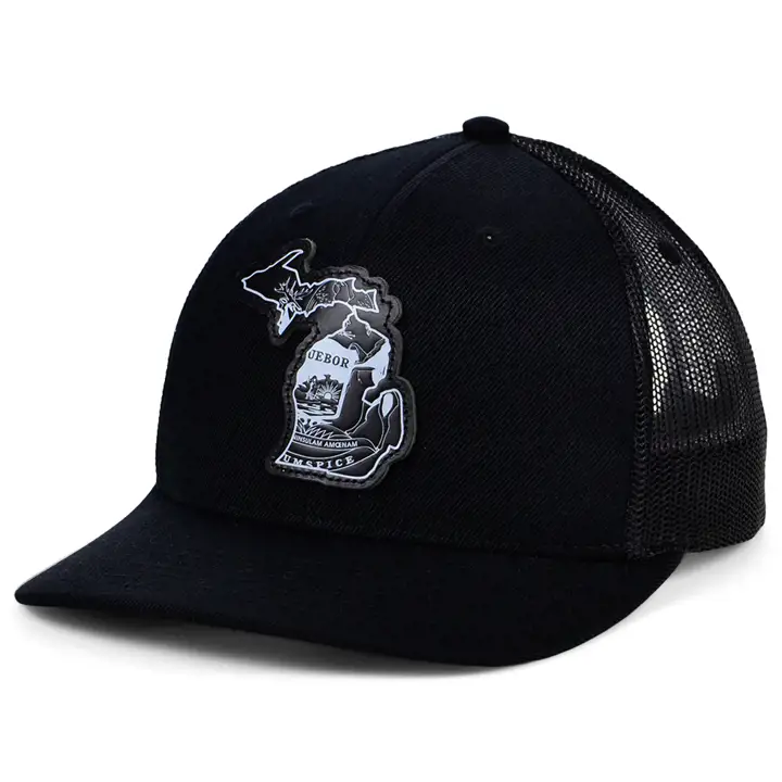 MICHIGAN BBW Cuir État Remplir Camionneur Incurvé NOIR/NOIR/BLANC