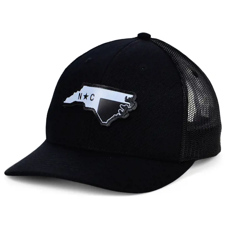 CASQUETTE DE ROUTIER COURBÉE EN CUIR BBW NORTH CAROLINA NOIR/NOIR