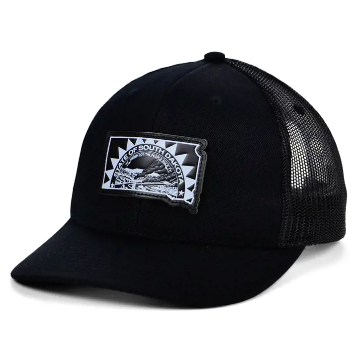 SOUTH DAKOTA BBW Leather State Casquette incurvée Trucker Noir/Noir/B