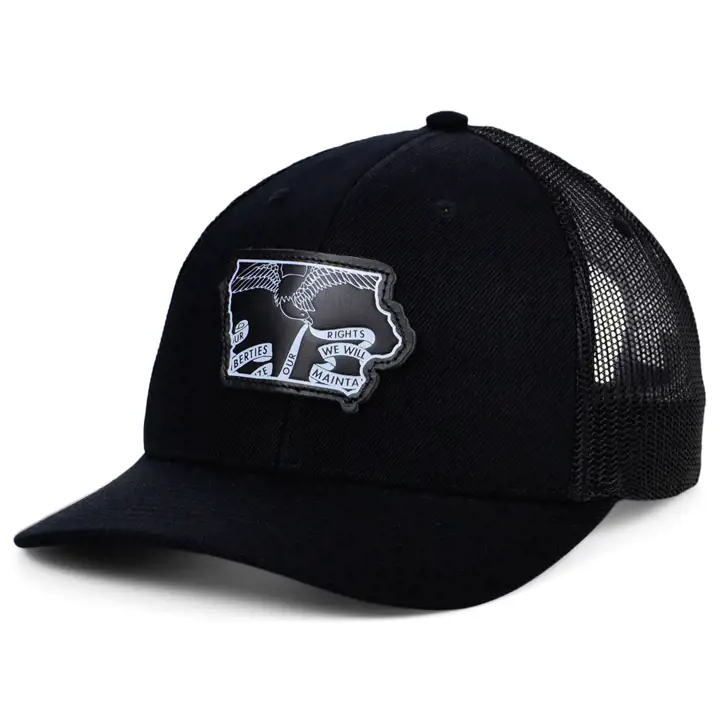 Casquette Trucker incurvée Iowa BBW Leather State BLK/BLK/WHT