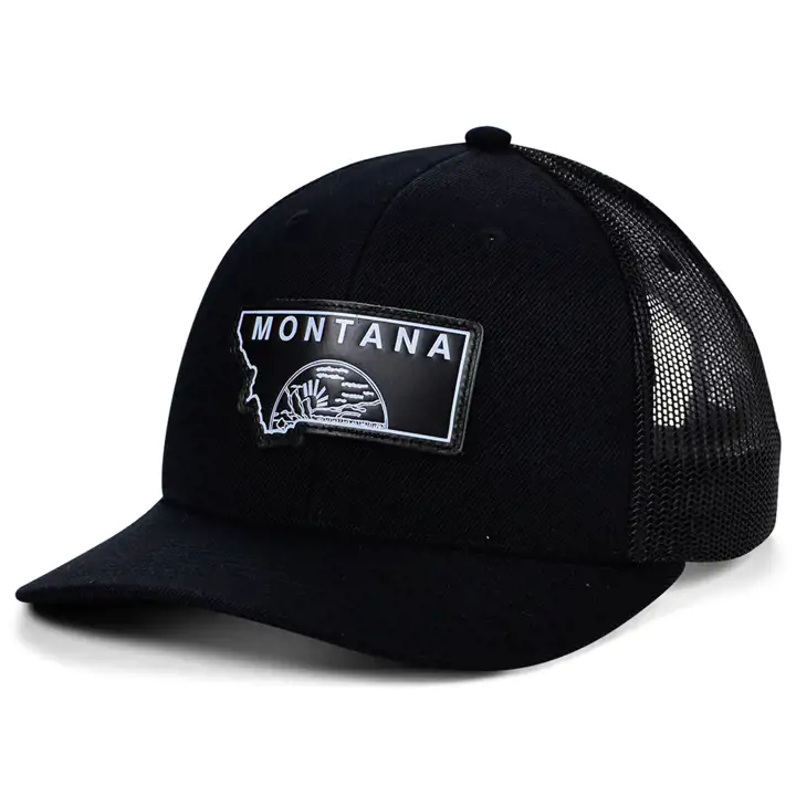 MONTANA BBW Cuir État Remplir Camionneur Incurvé NOIR/NOIR/BLANC