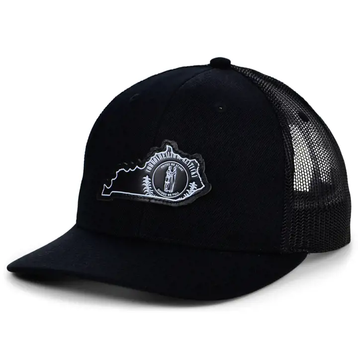 KENTUCKY BBW Leather State Curved Trucker NOIR/NOIR/BLANC
