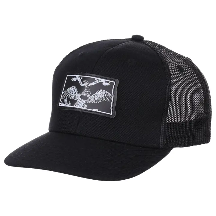 NORTH DAKOTA BBW Leather State Fill Curved Trucker NOIR/NOIR/B