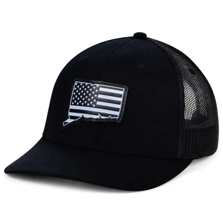 CONNECTICUT BLKWHTBLK Leather USA Patch Trucker BLK/BLK/WHT