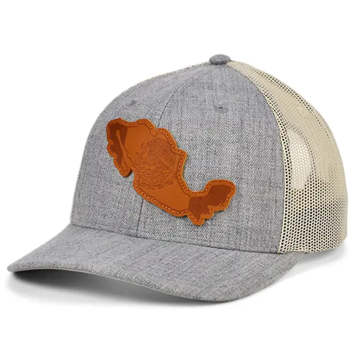Mexique Heather Cuir État Remplir Camionneur Incurvé Drapeau H-GRIS