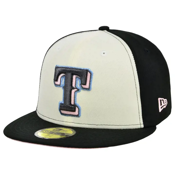 TEXAS RANGERS MLB COULEUR UV 59FIFTY CHROME/NOIR/ROSE ARGENT/NOIR/