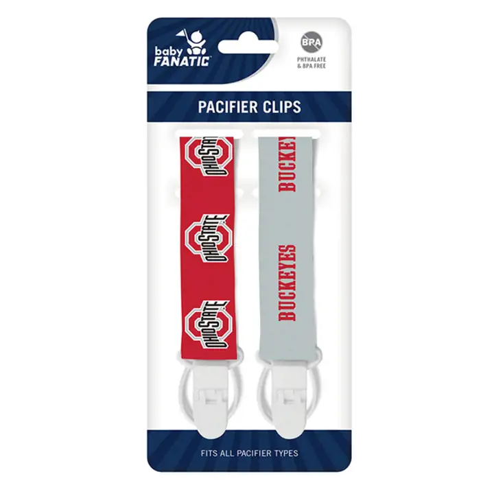 Sucette Ohio State Buckeyes lot de 2 avec attache, rouge/blanc