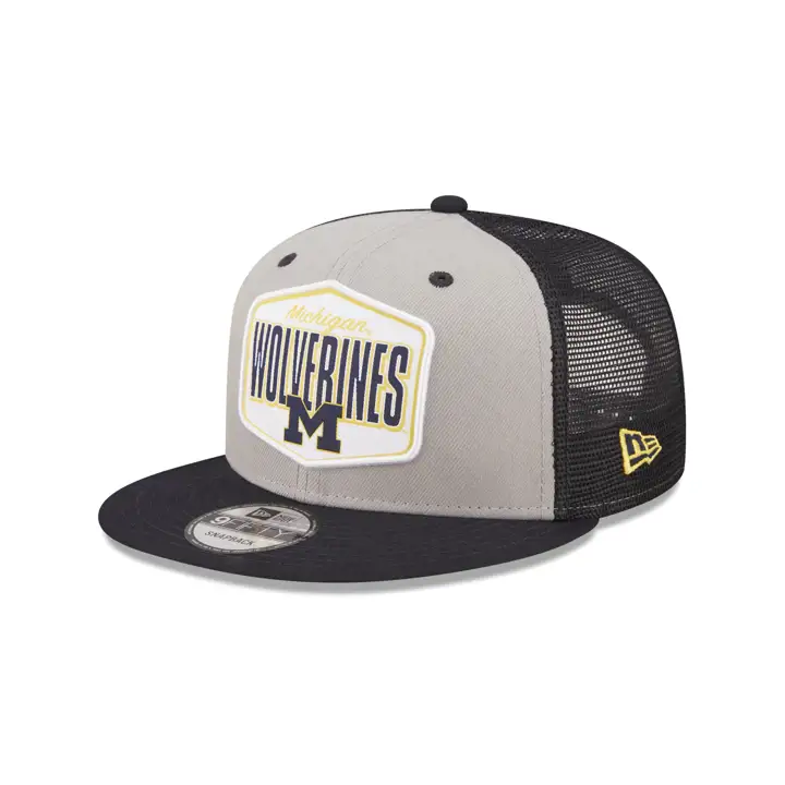 Michigan Wolverines NCAA Écusson en maille Gris Casquette à bouton-pression Bleu marine/Gris