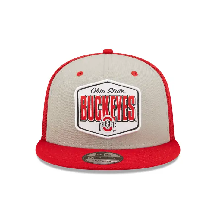 Ohio State Buckeyes NCAA Écusson Maille Grise à Bouton-pression Rouge/Gris