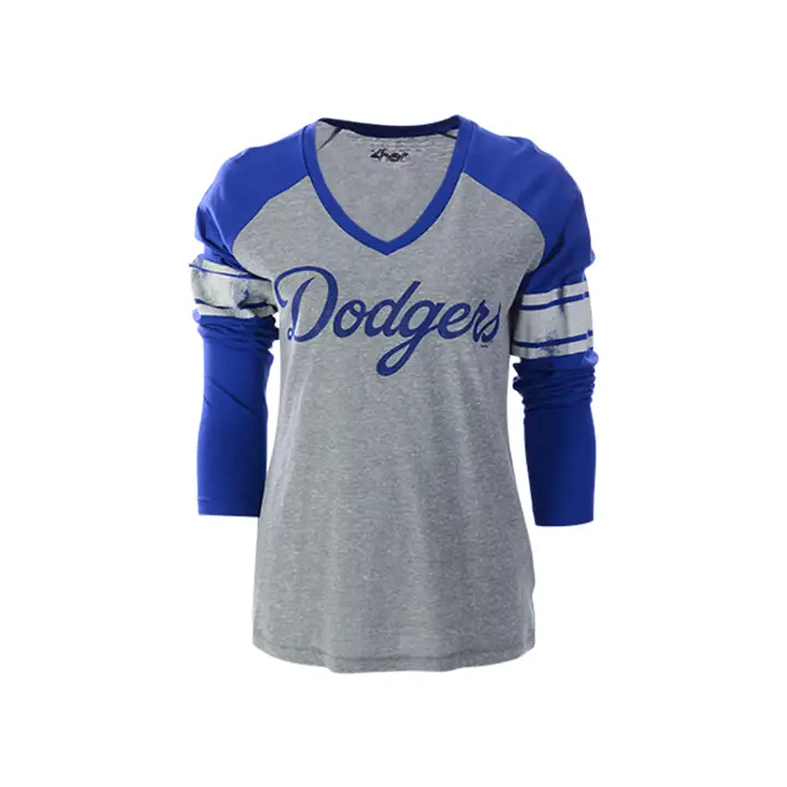 T-shirt raglan « Franchise » pour femme MLB Los Angeles Dodgers gris