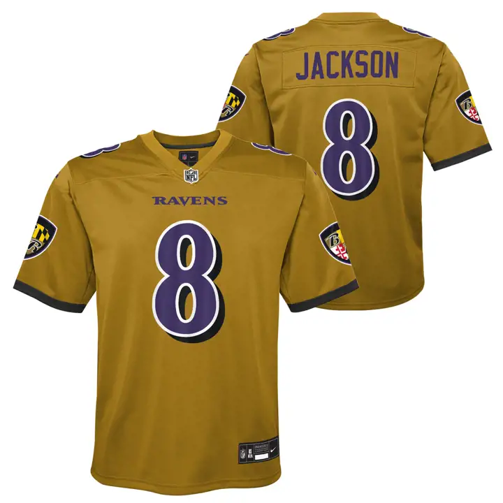 Maillot de match inversé Ravens NFL pour jeune Lamar Jackson GL