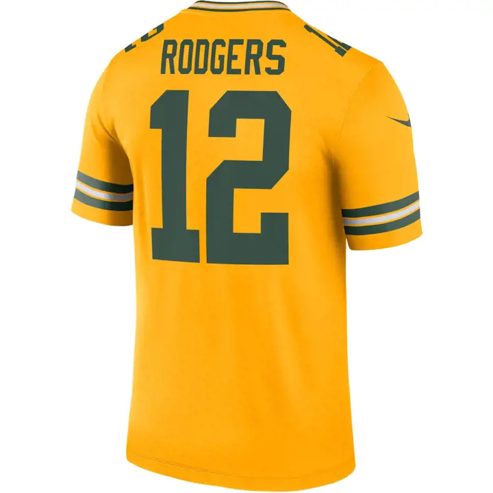PACKERS NFL Maillot de match inversé Aaron Rodgers jeune yel