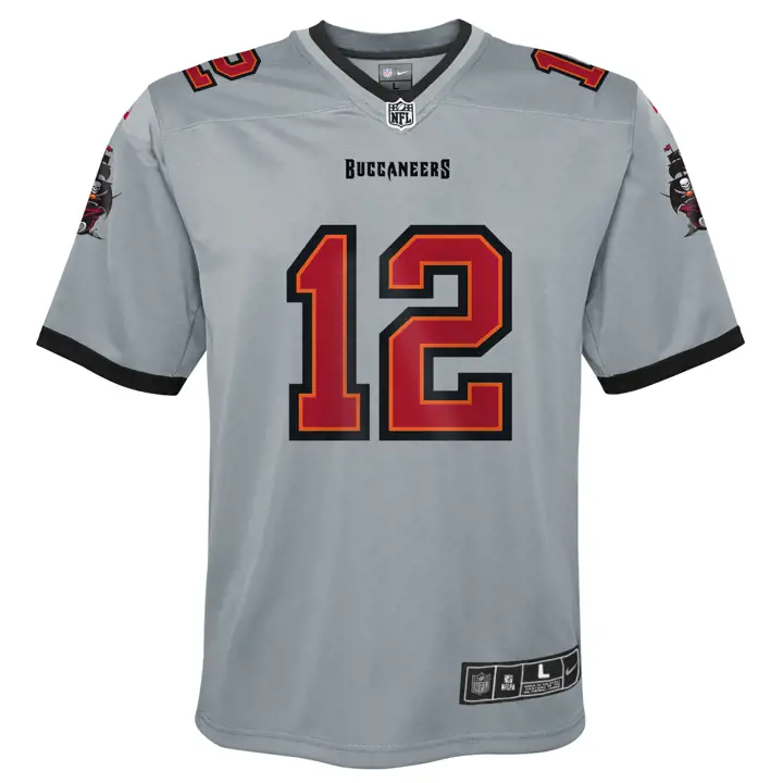 BUCCANEERS NFL Maillot de match inversé pour jeunes Tom Brady GRY