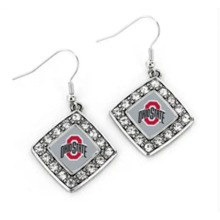 Boucles d'oreilles Ohio State Buckeyes en diamant et cristal