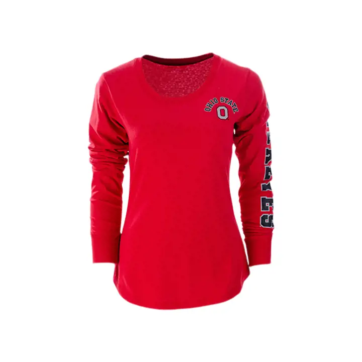 T-shirt manches longues rouge Ohio St B NCAA Femme