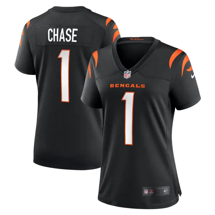 Maillot de match NFL JaMarr Chase des Bengals de Cincinnati pour femme - noir