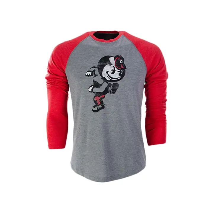 T-shirt raglan manches longues Ohio St B NCAA Heritage gris/noir