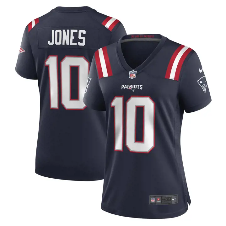 Maillot de match NFL New England Patriots Mac Jones pour femme, couleur marine