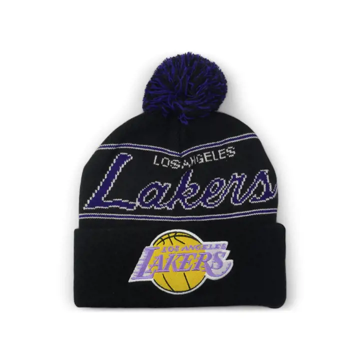 LOS ANGELES LAKERS HWC SCRIPT POM BEANIE noir