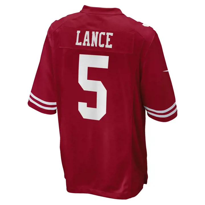 Maillot de match NFL San Francisco 49ers Trey Lance ROUGE