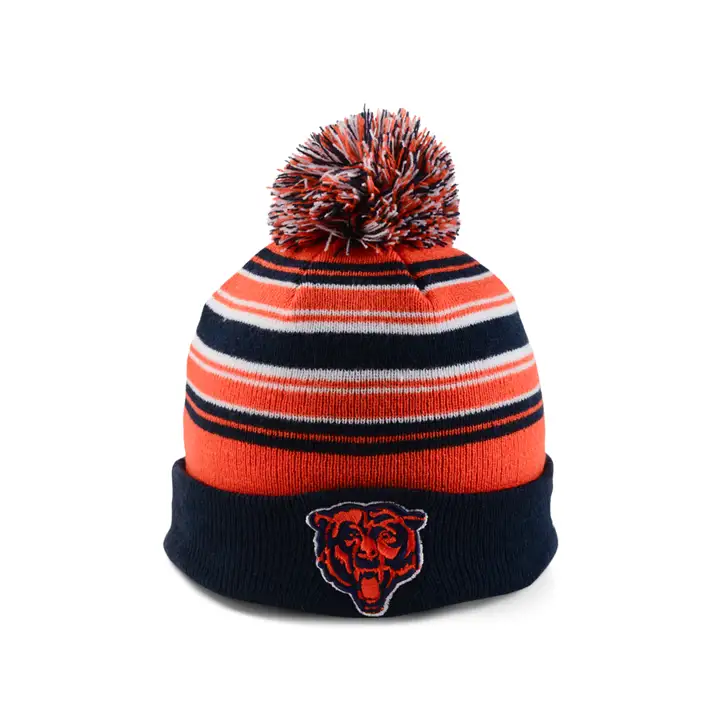 Chicago Bears NFL 21 Bonnet Rayé MB Tricoté Ours MARINE