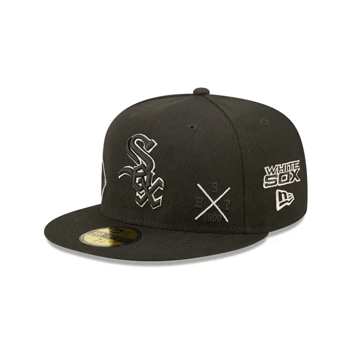 CASQUETTE 59FIFTY POP BLANCHE ENTIÈREMENT NOIRE MLB DES CHICAGO WHITE SOX